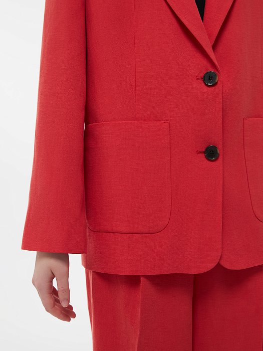 Однобортный жакет со льном (Р158): фото №3