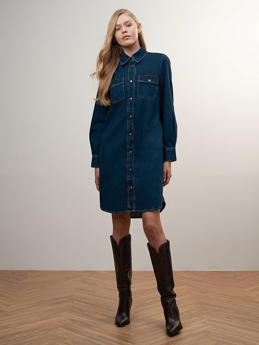 Джинсовое платье-рубашка: фото №2