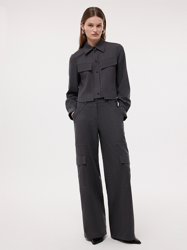 Укороченная рубашка с шерстью