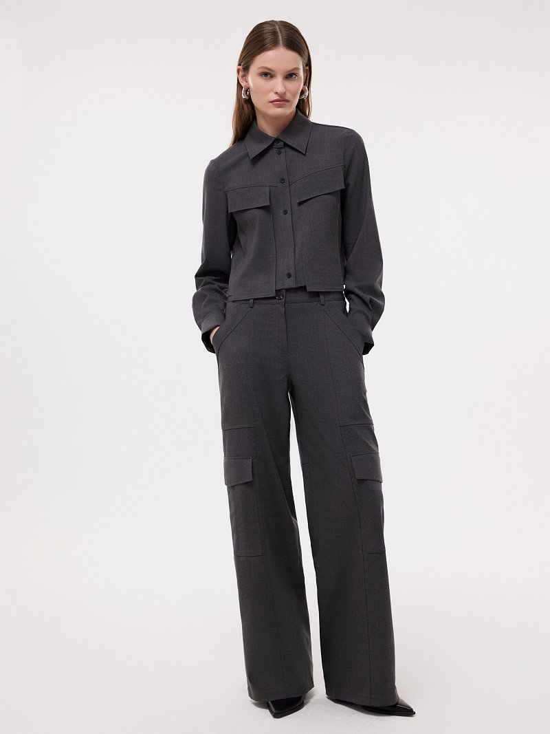 Укороченная рубашка с шерстью