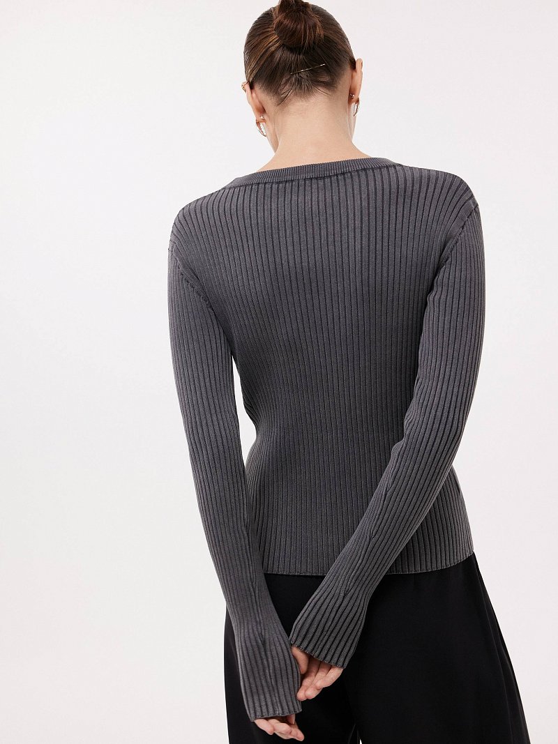 Джемпер из хлопка в рубчик