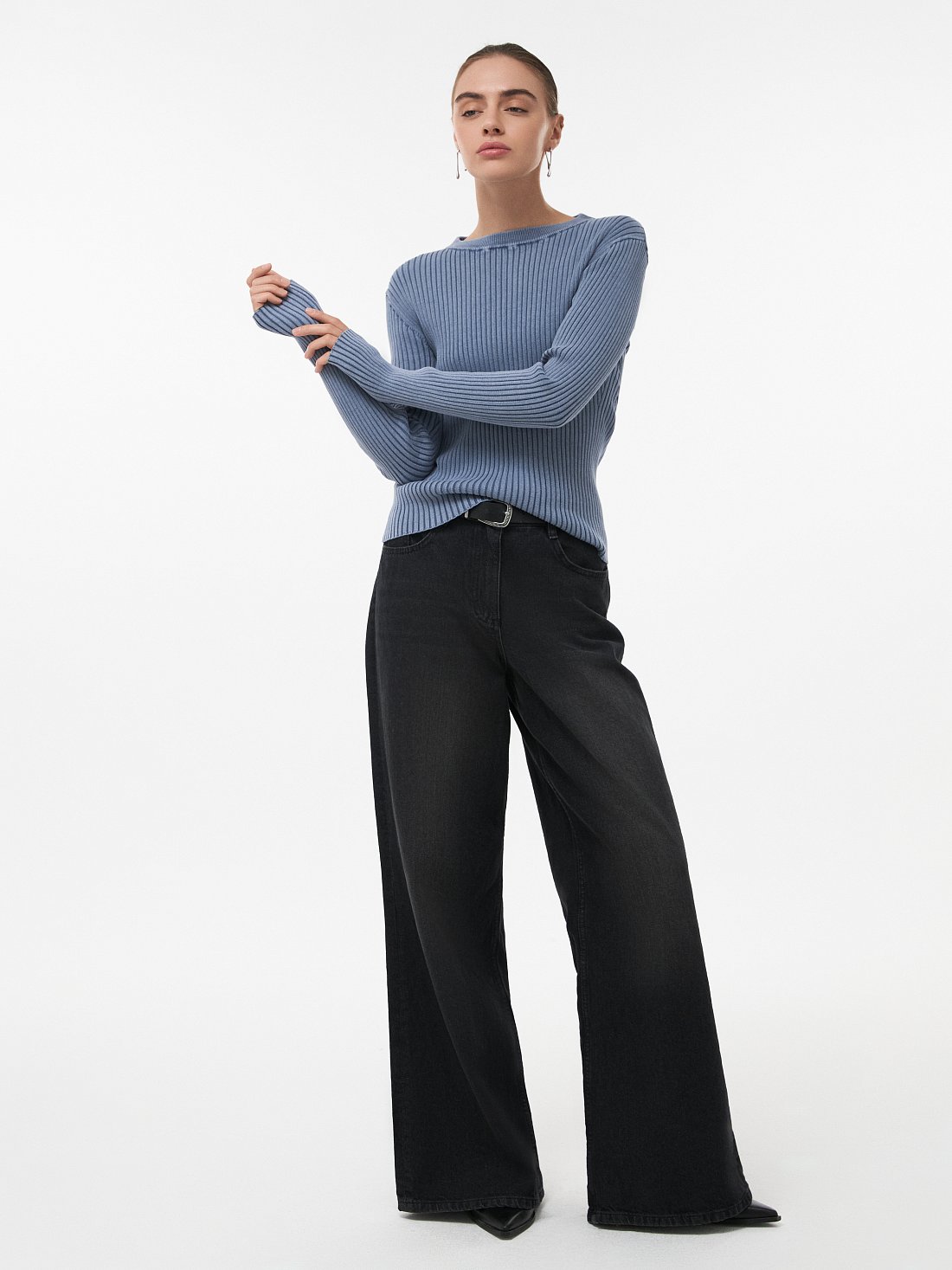 Джемпер из хлопка в рубчик: фото №1