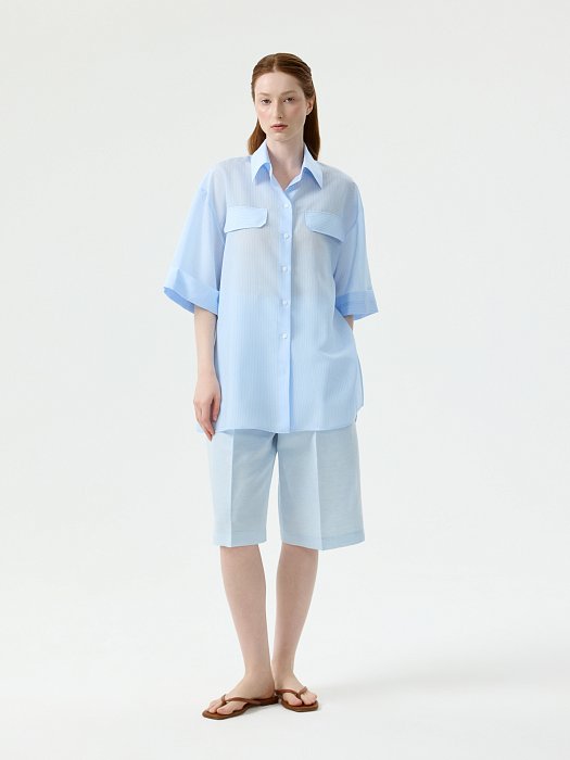 Рубашка из тонкой вискозы в полоску: фото №2