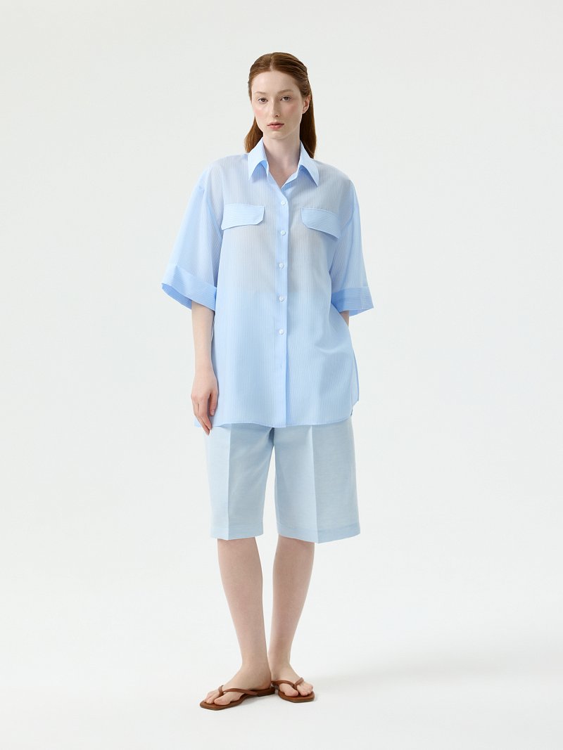 Рубашка из тонкой вискозы в полоску