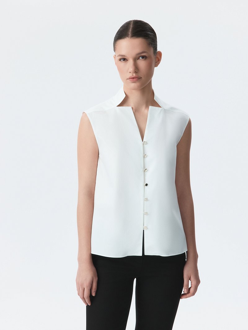 Хлопковая блуза без рукавов