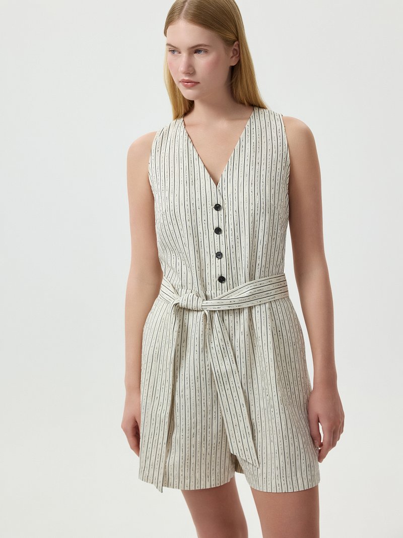 Комбинезон со льном в полоску