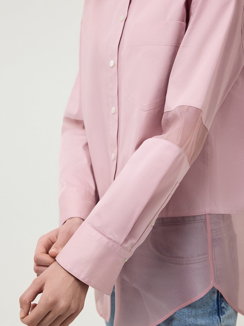 Хлопковая рубашка с органзой