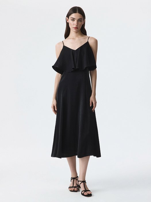 Атласное платье с воланами (Р158): фото №2