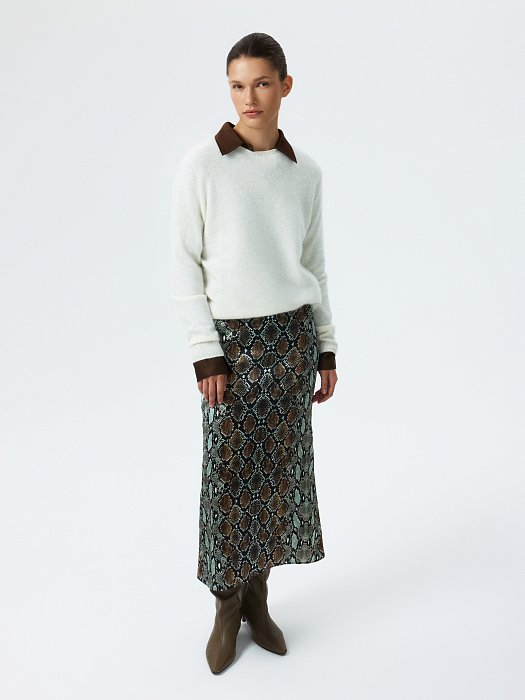 Атласная юбка со змеиным принтом: фото №2