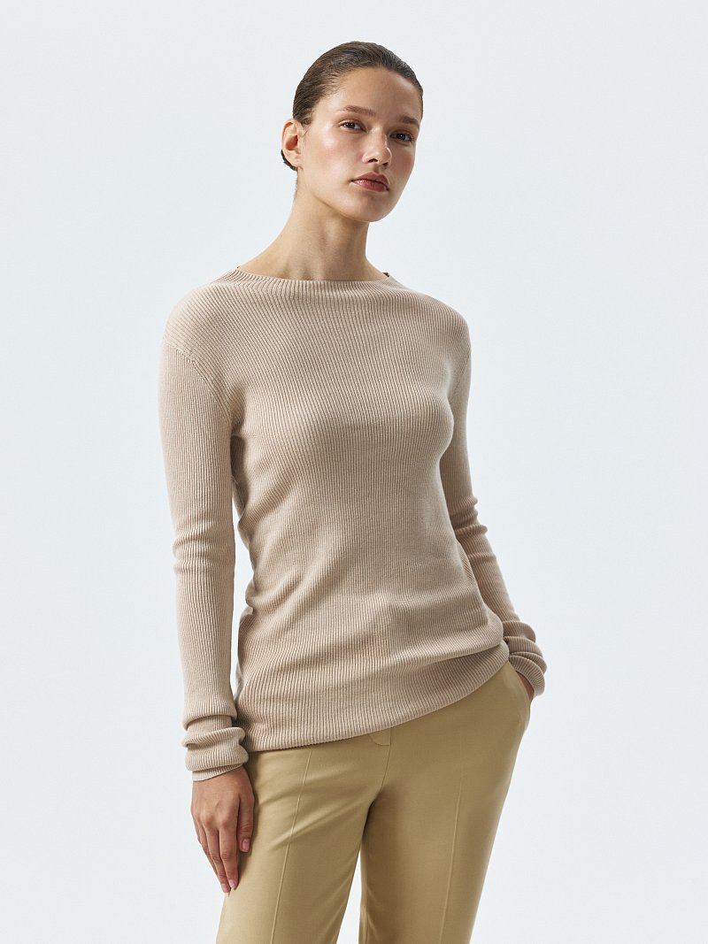 Лонгслив в рубчик из вискозы и хлопка