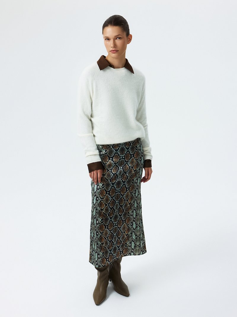 Атласная юбка со змеиным принтом
