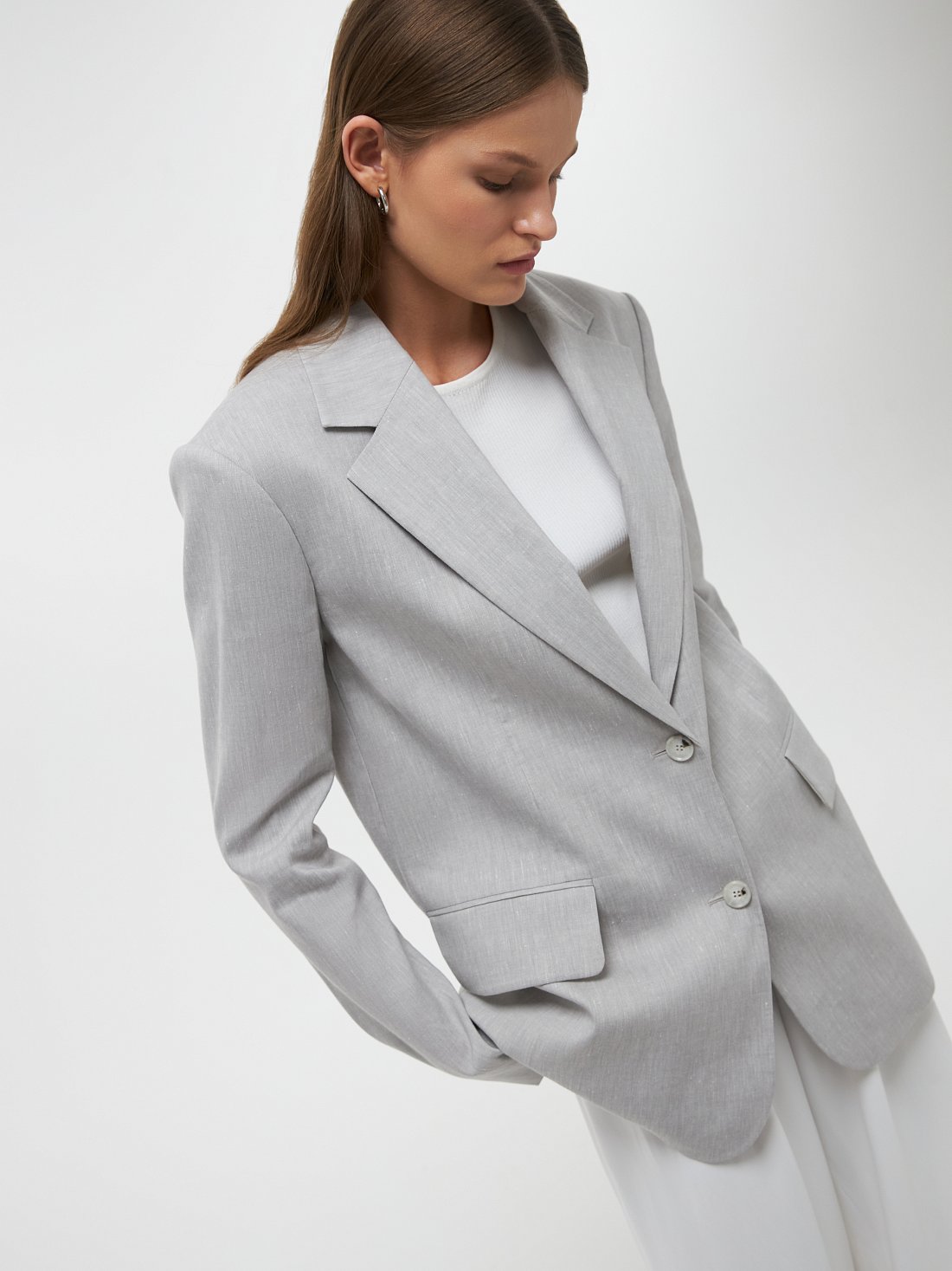 Льняной жакет прямого кроя: фото №1