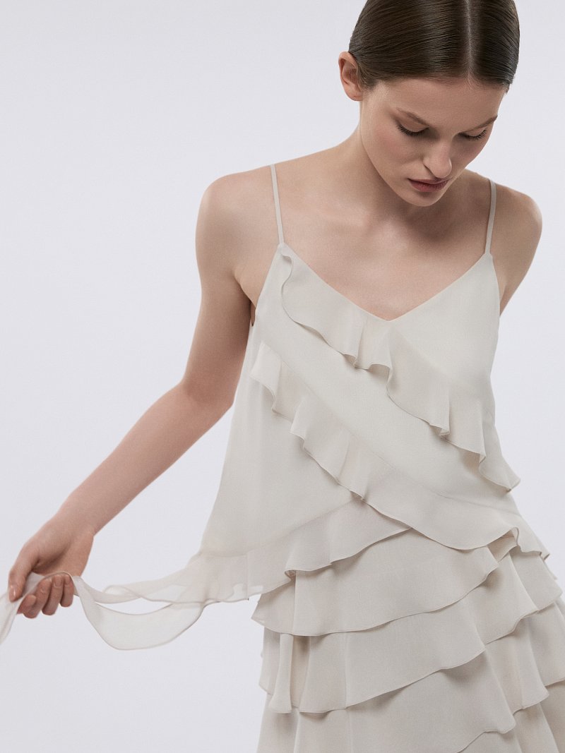 Шифоновый топ с воланами