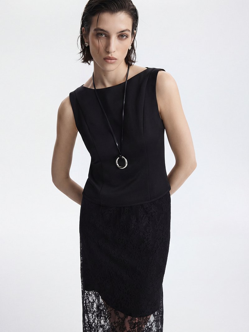 Атласный топ на молнии