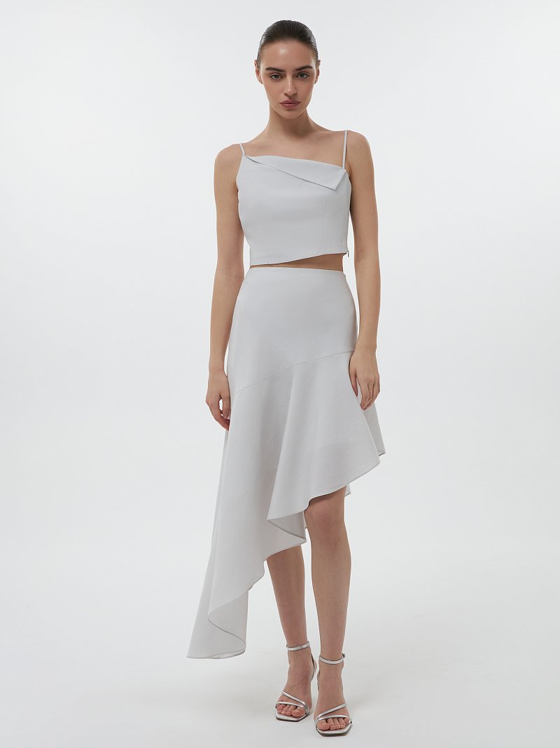 Асимметричная юбка из смесового льна