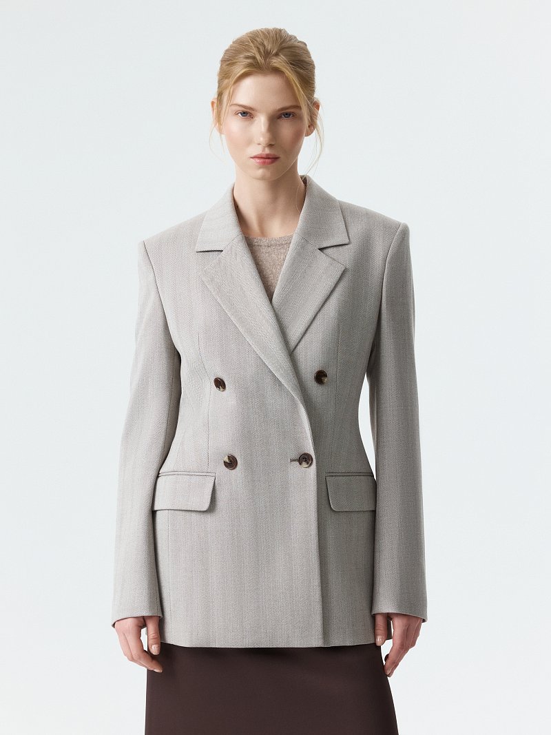 Двубортный жакет с шерстью