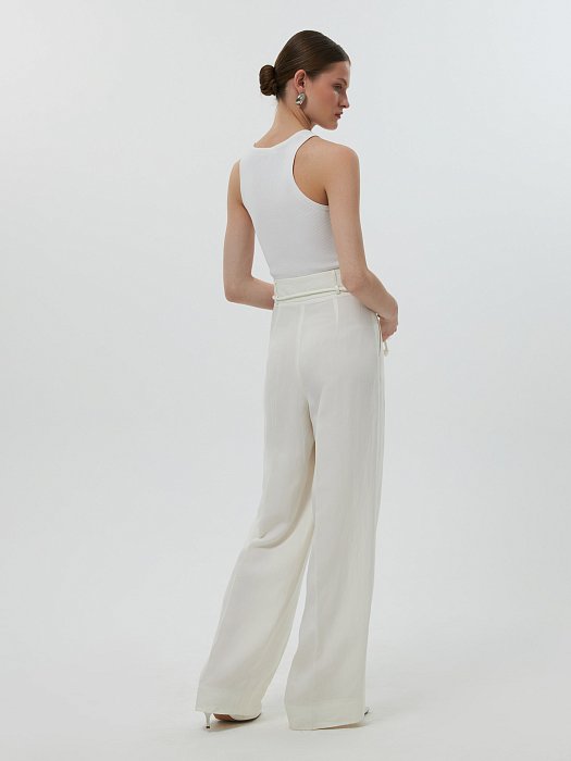 Удлиненные брюки со льном: фото №4