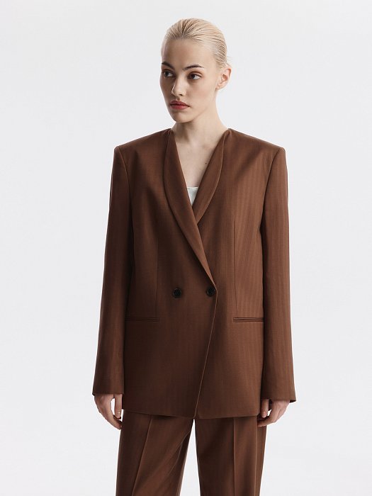 Двубортный жакет из тенселя и льна: фото №2