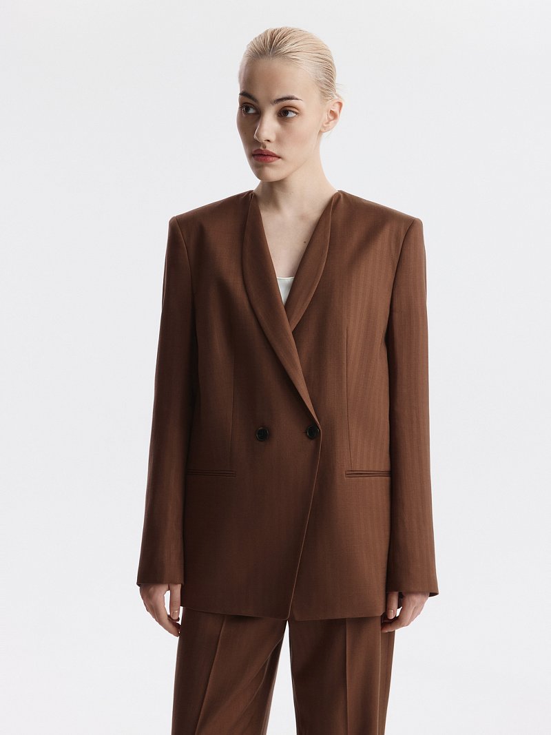 Двубортный жакет из тенселя и льна