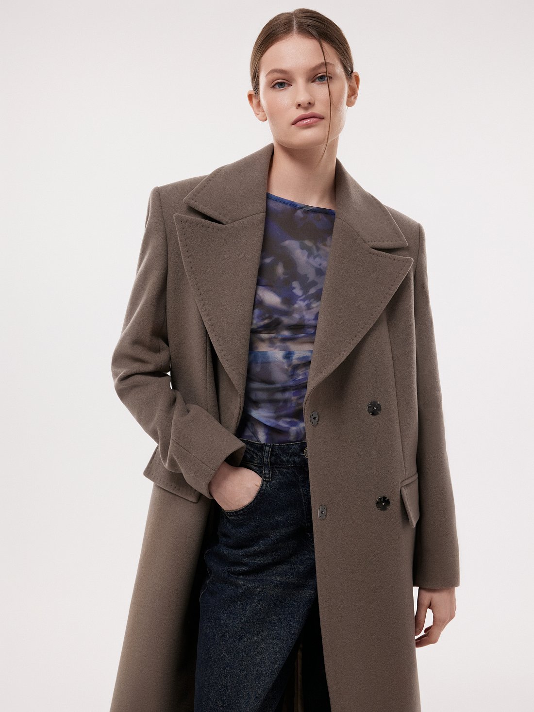 Прямое пальто из шерсти: фото №1