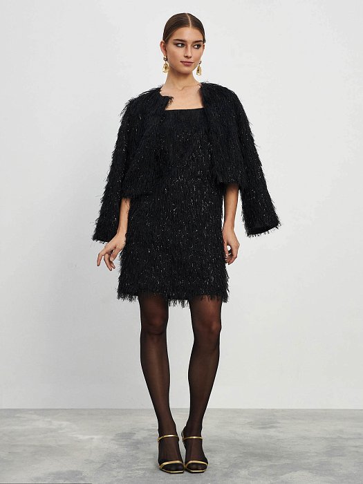 Платье на бретелях из фактурной ткани: фото №6