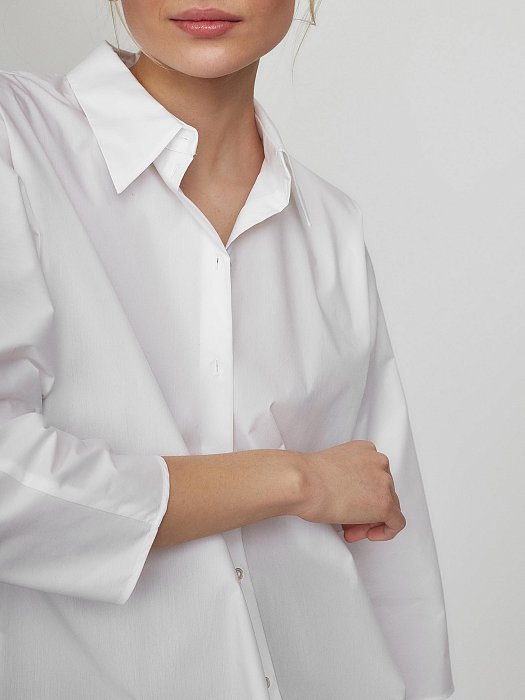 Блуза с объемными рукавами из хлопка: фото №3