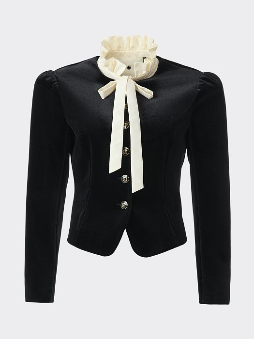 Бархатный жакет со съемным воротником: фото №8