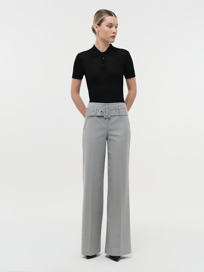 Расклешенные брюки с ремнем 