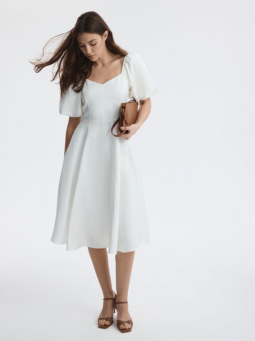 Расклешенное платье со льном (Р158): фото №2