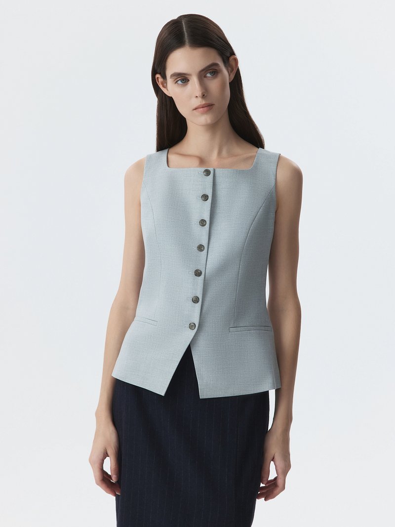 Костюмный жилет с квадратным вырезом (Р158)