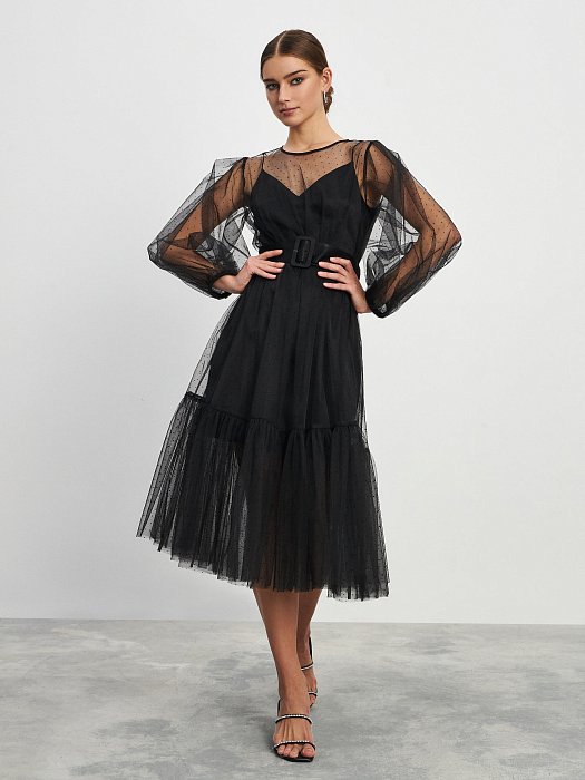 Платье-миди из полупрозрачной ткани: фото №3