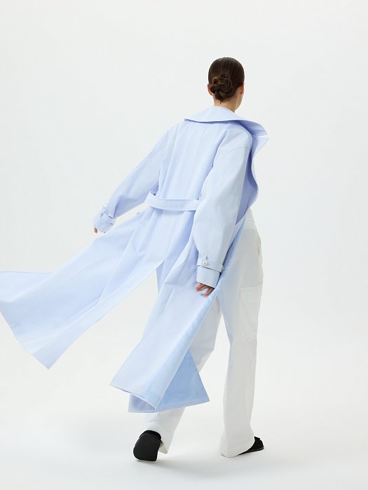 Двубортный тренч из хлопка: фото №7