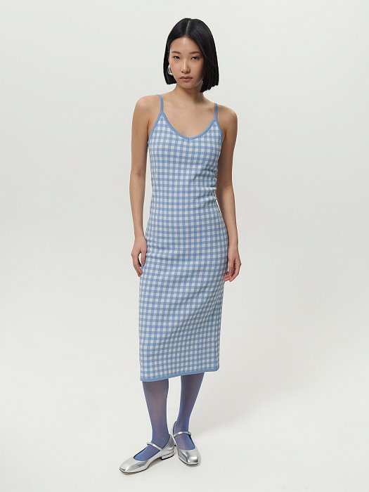 Трикотажное платье в клетку: фото №5