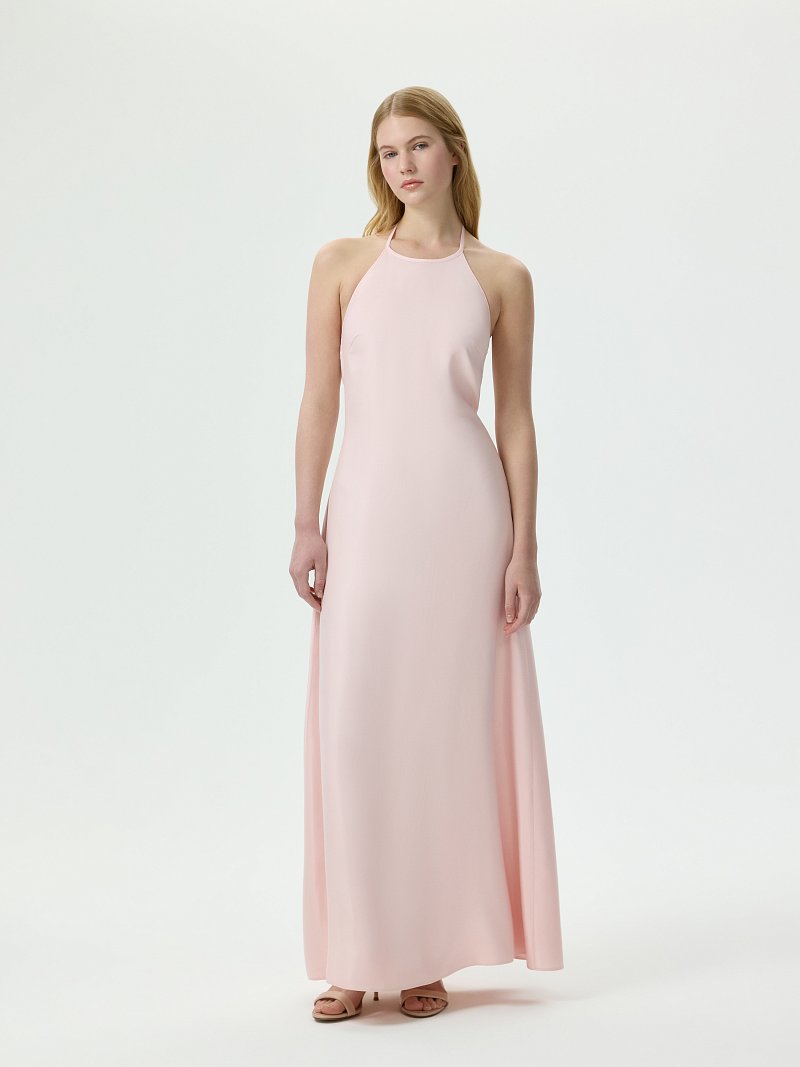 Атласное платье-халтер