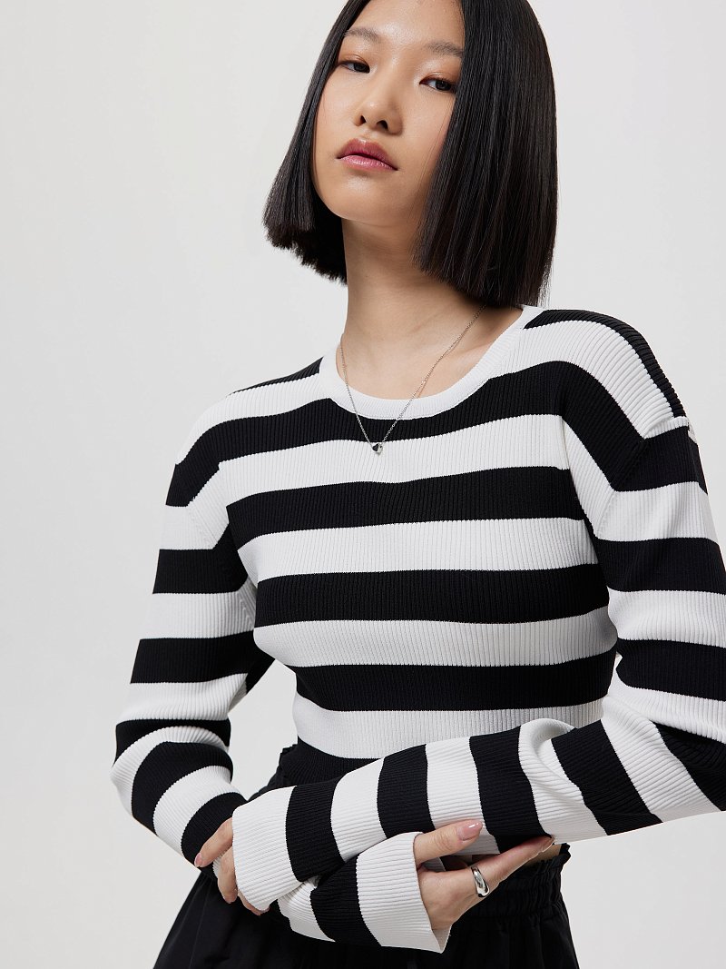 Укороченный джемпер в полоску