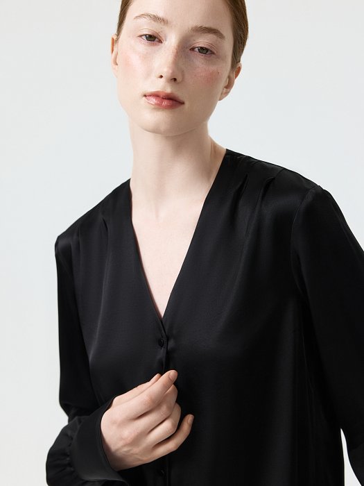 Атласная блуза со съемным воротником (Р158): фото №2