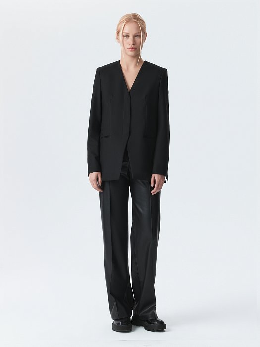 Прямой жакет без лацканов: фото №3