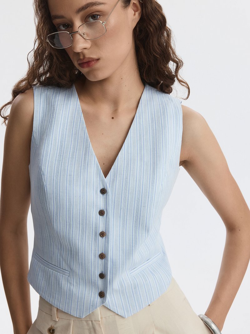 Жилет из хлопка и льна