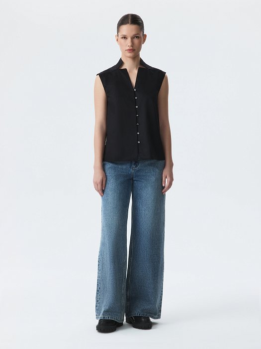 Хлопковая блуза без рукавов: фото №2