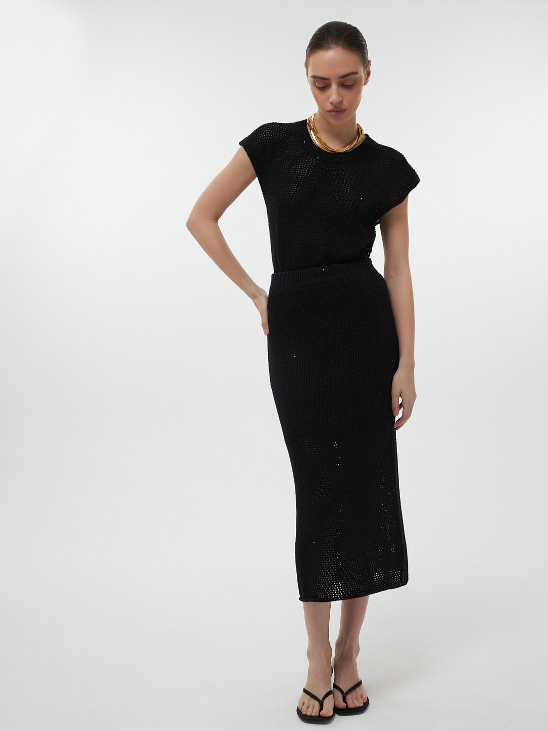 Вязаная юбка с пайетками: фото №1