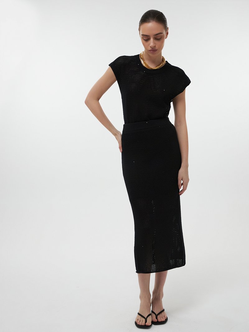 Вязаная юбка с пайетками