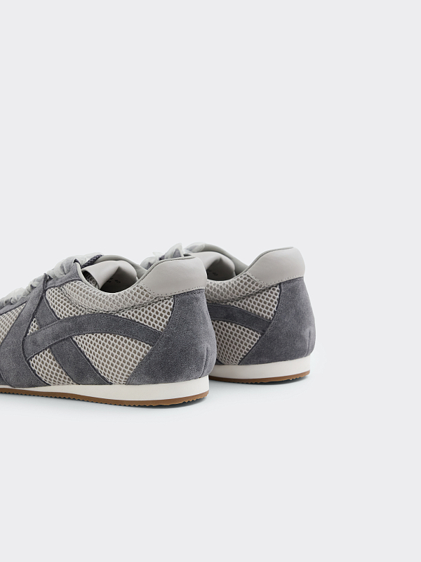 Сетчатые кеды с замшей