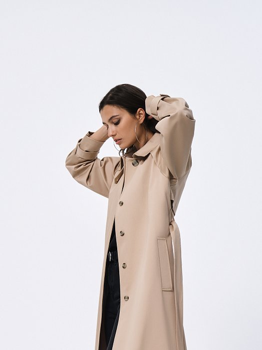 Удлиненный плащ из органического хлопка: фото №8