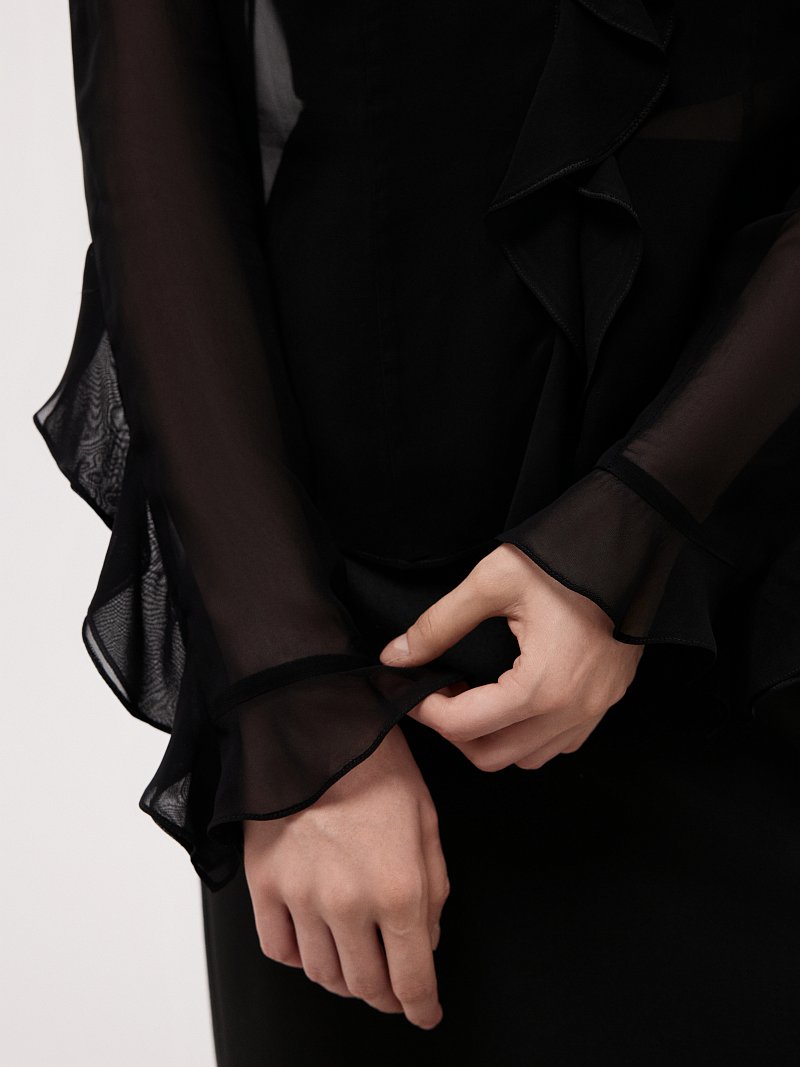 Шифоновая блуза с воланами и топ