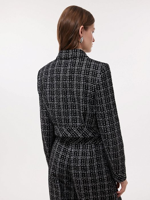 Укороченный твидовый жакет на молнии: фото №5
