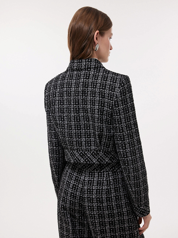 Укороченный твидовый жакет на молнии
