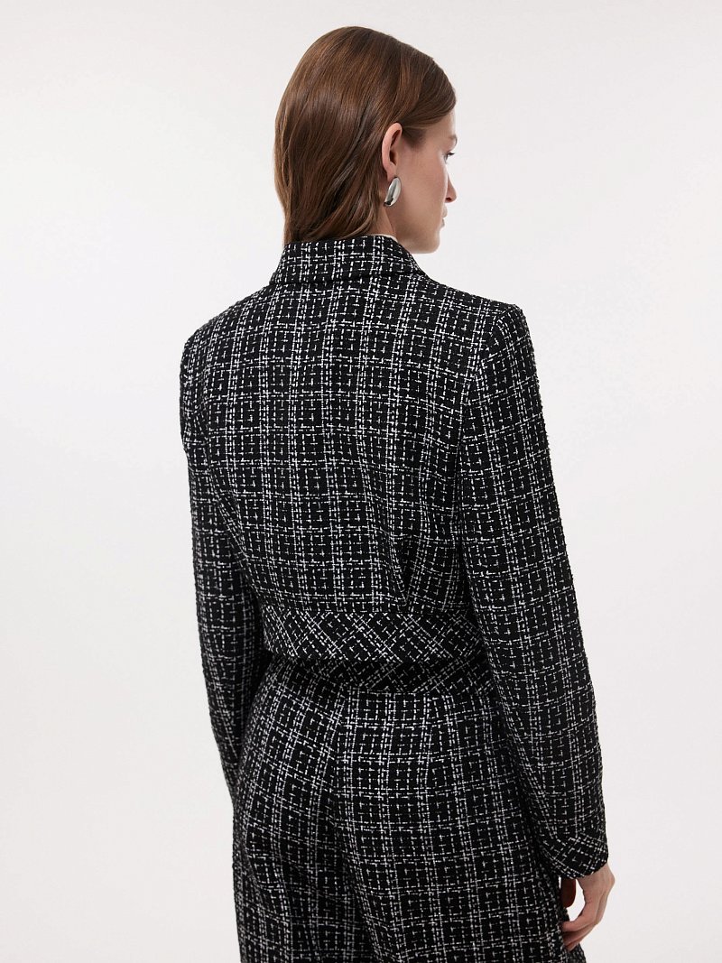 Укороченный твидовый жакет на молнии