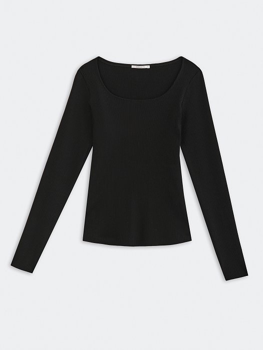 Лонгслив из эластичного хлопка в рубчик: фото №5