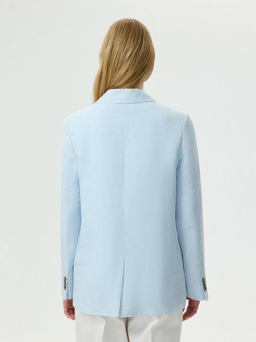 Однобортный жакет со льном (Р158): фото №6