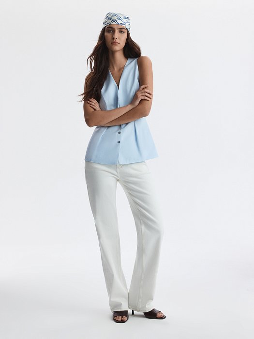 Льняной жилет с баской: фото №2